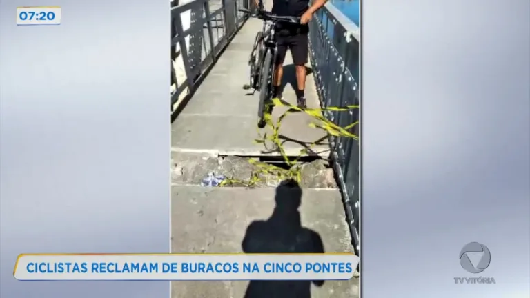 Perigo! Buraco em ciclovia da Cinco Pontes