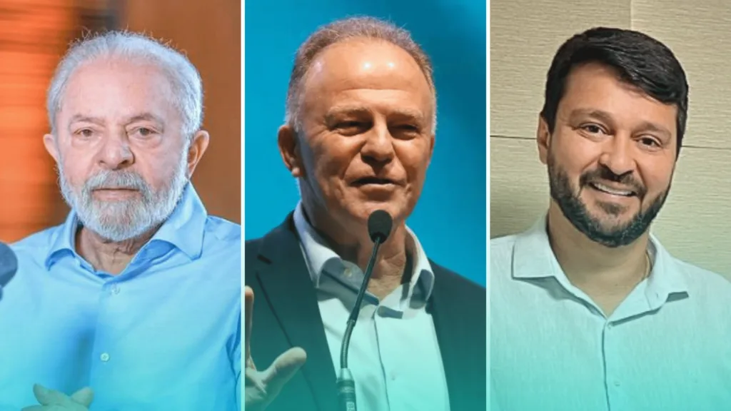 Lula, Casagrande e André Fagundes, prefeito de Nova Venécia. Montagem: Folha Vitória