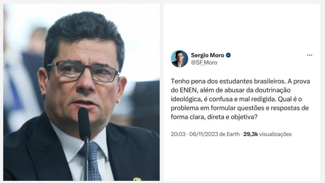 Moro critica prova do Enem 'mal redigida', mas escreve errado nome do exame