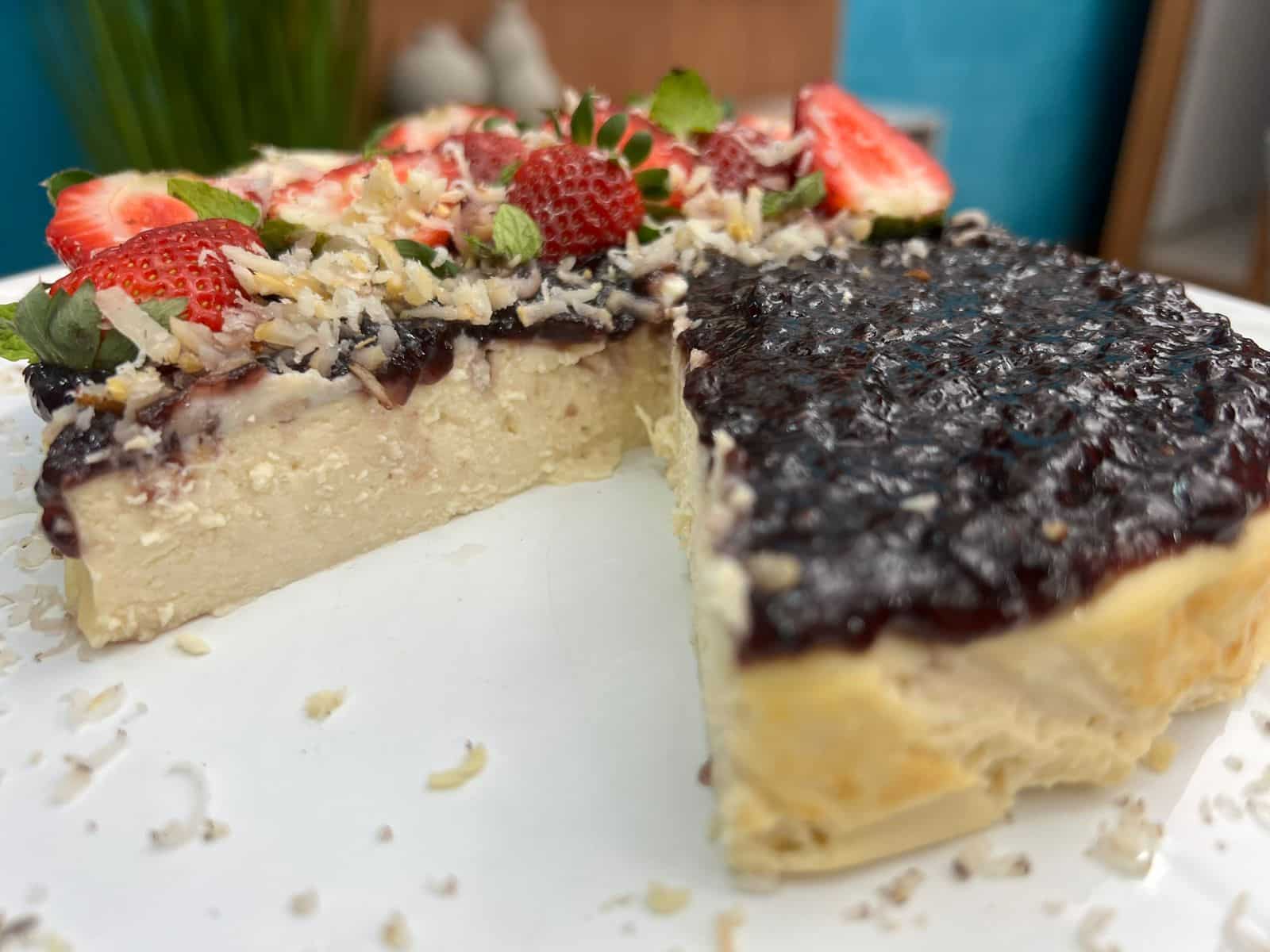 Pega leve! Torta de Ricota Light com Geleia de Frutas