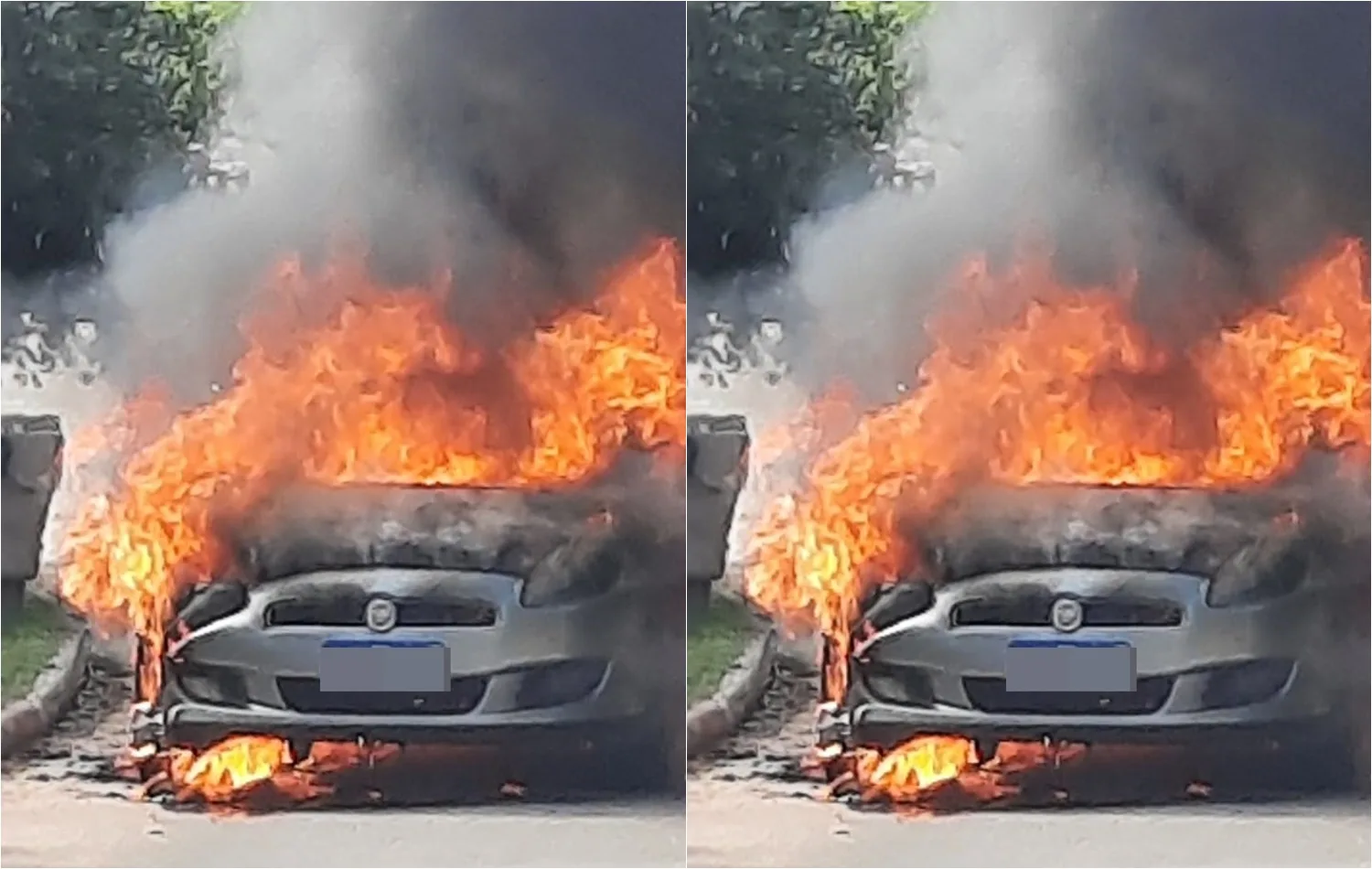 Carro pega fogo no município da Serra; ninguém ficou ferido