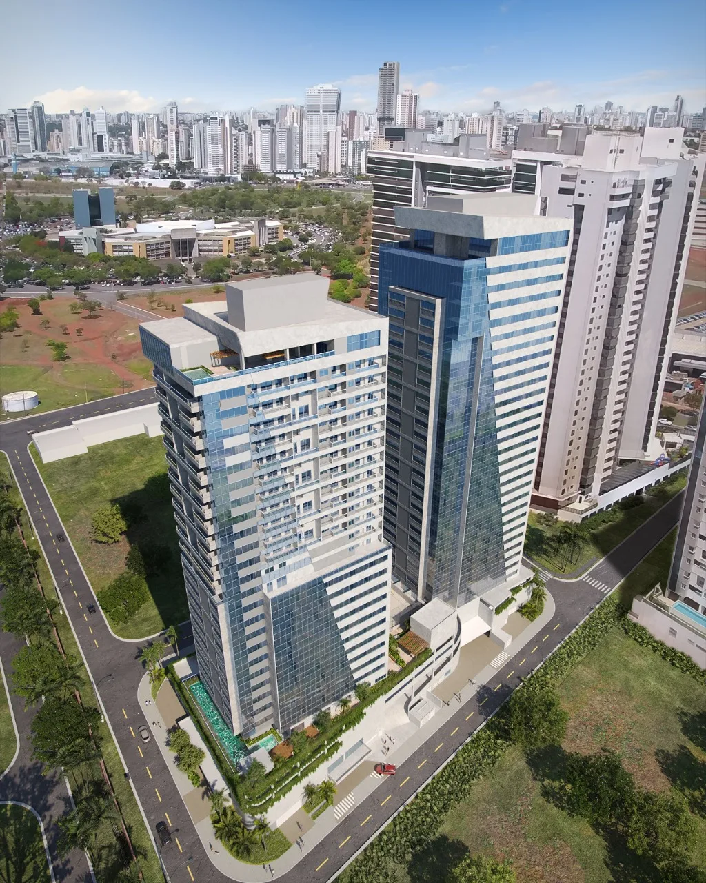 Euro Towers, no Alphaville de Goiânia, tem flats e lofts com 70 m². Foto divulgação.