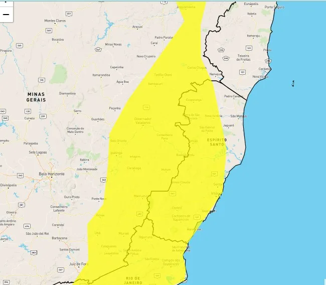 Primeiro domingo de 2022 no ES tem alerta de chuva forte em 75 cidades, diz instituto