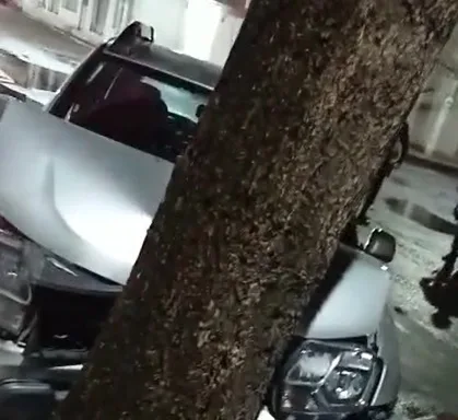 VÍDEO | Suspeitos batem carro em árvore ao tentarem fugir da polícia