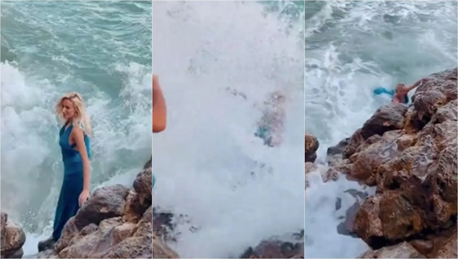 VÍDEO | Modelo é arrastada para o mar durante sessão de fotos