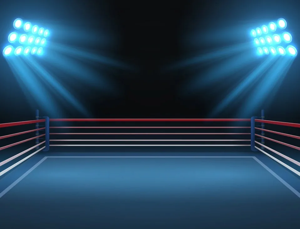 Empty wrestling sport arena. Boxing ring dramatic sports vector background. Sport competition ring for wrestling and boxing arena illustration