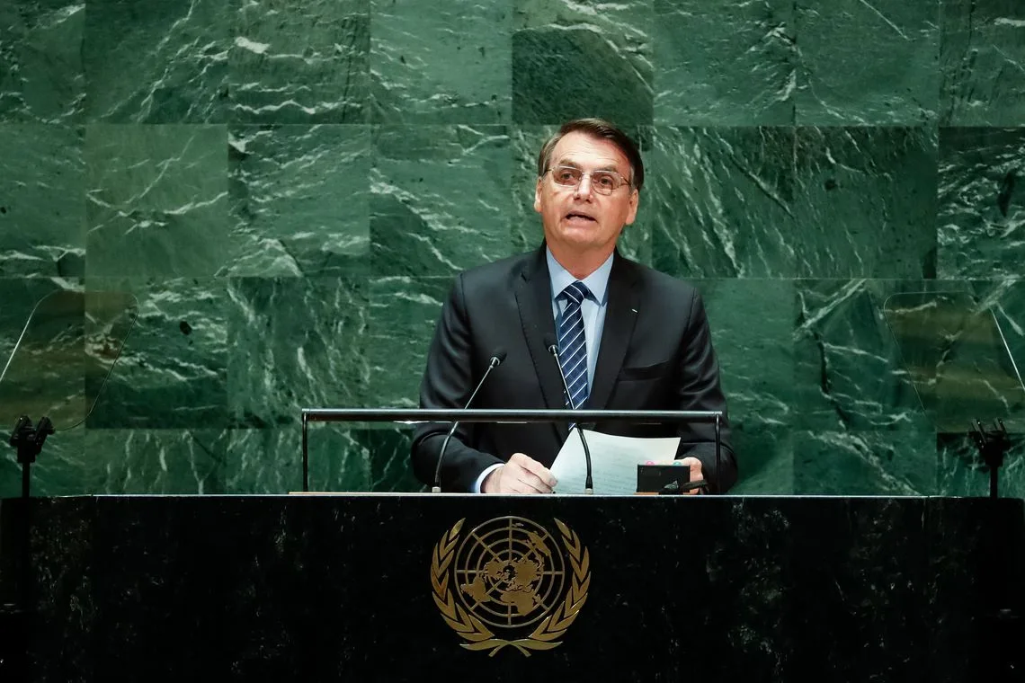 Presidente da República, Jair Bolsonaro, discursa durante a abertura do Debate Geral da 74ª Sessão da Assembleia Geral das Nações Unidas