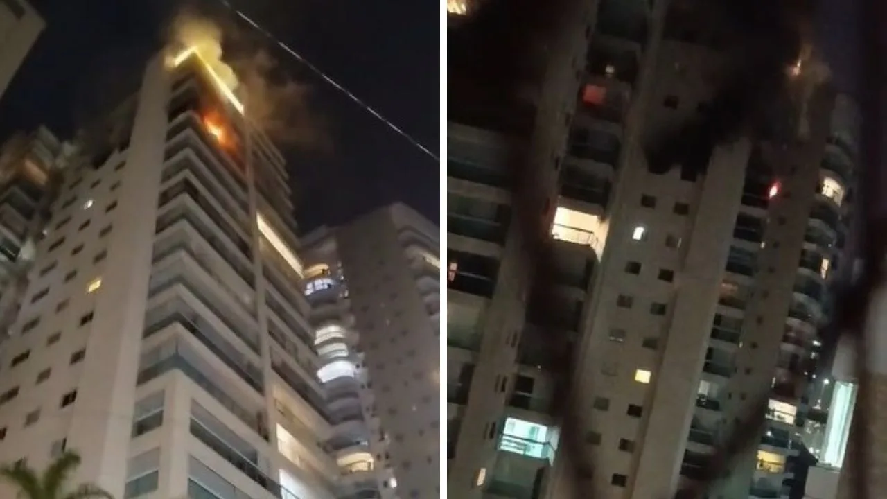 VÍDEO | Bombeiros controlam incêndio em prédio na Praia da Costa