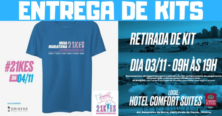 Atenção, inscritos! Fiquem atentos sobre a entrega de kits da 21KES - Meia Maratona do Espírito Santo