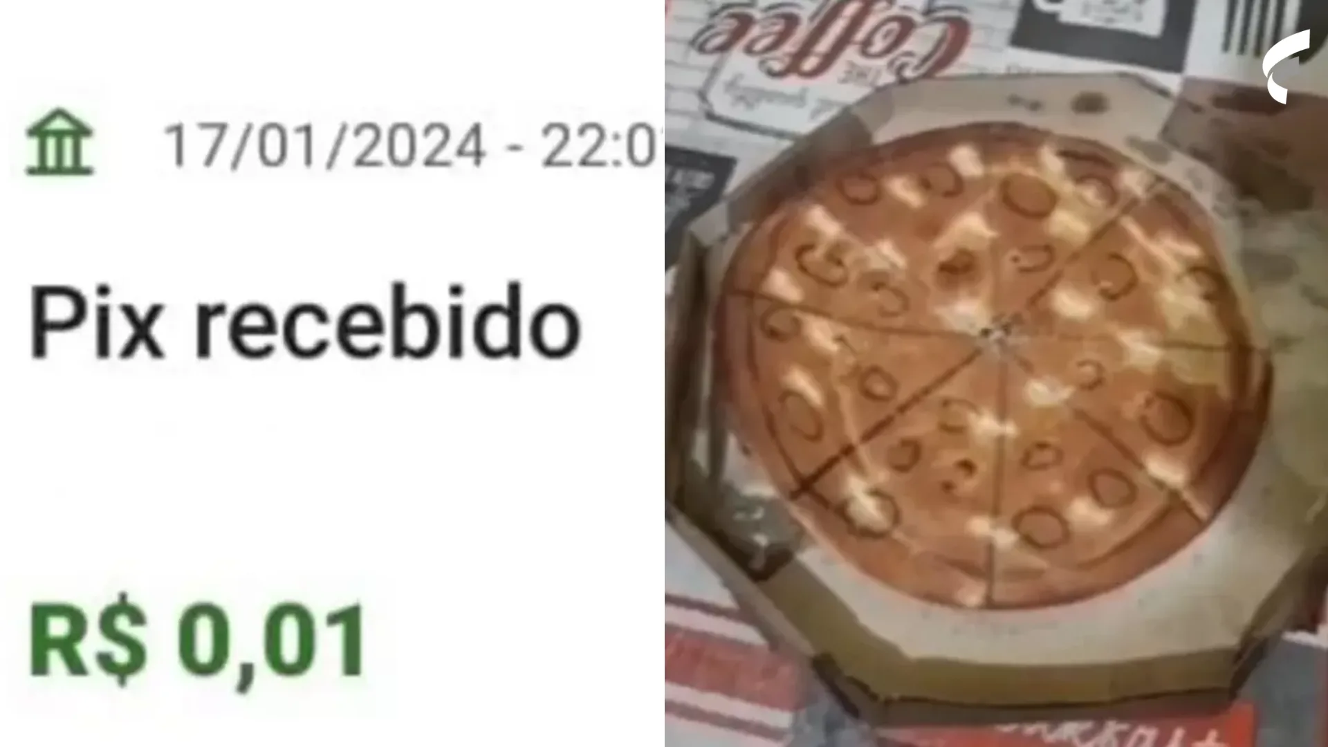 Cliente faz Pix de R$ 0,01 e pizzaria manda pizza falsa: "Golpe"