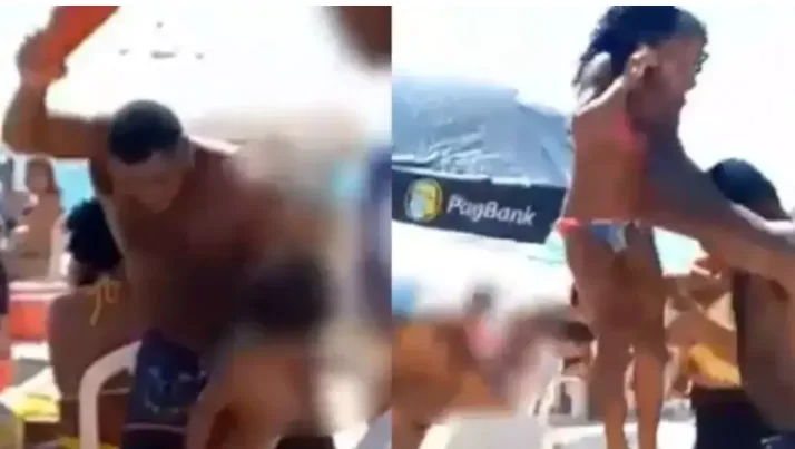 Na praia, pai bate em filhas com chinelo e vídeo revolta web