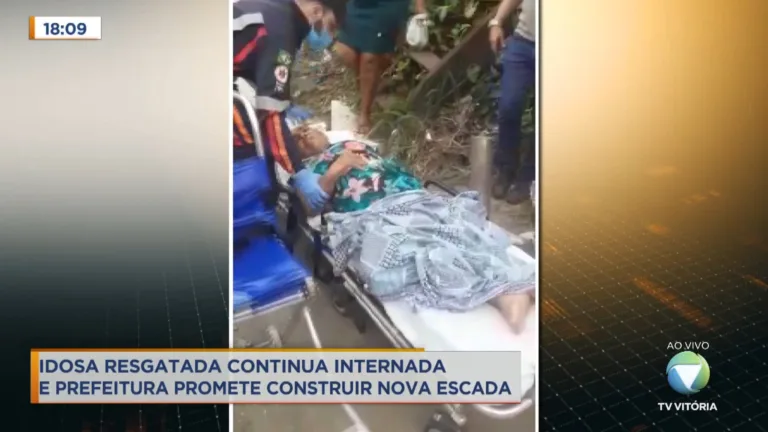 Prefeitura promete fazer nova escada onde bombeiros quase caíram ao resgatar idosa