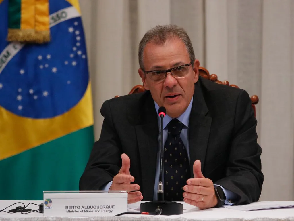 O ministro de Minas e Energia, Bento Albuquerque fala durante Fórum de Energia Brasil – Estados Unidos, na Escola Superior de Guerra, no Rio.