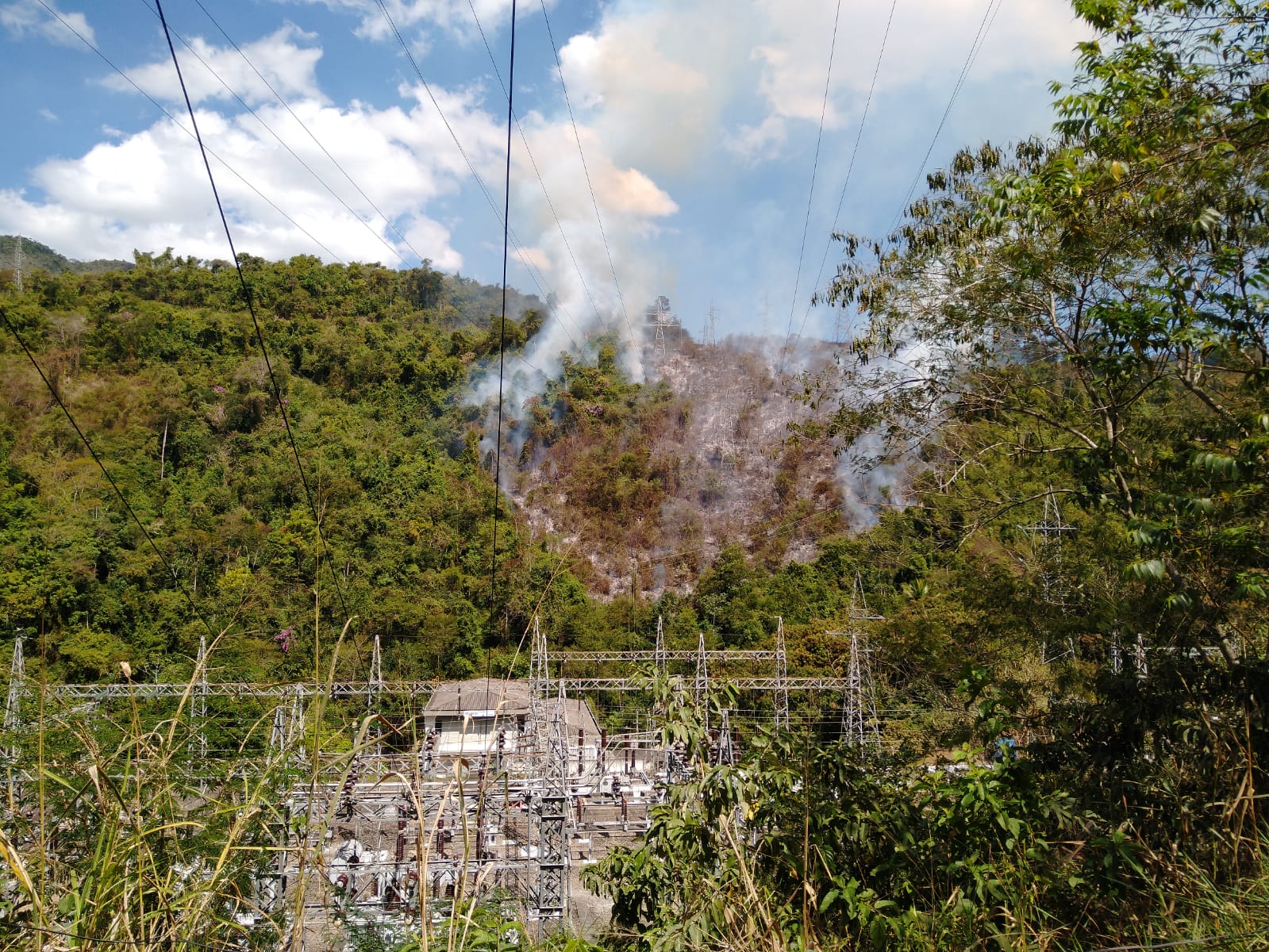 VÍDEO | Incêndio atinge área de mata próximo a usina hidrelétrica em Santa Leopoldina