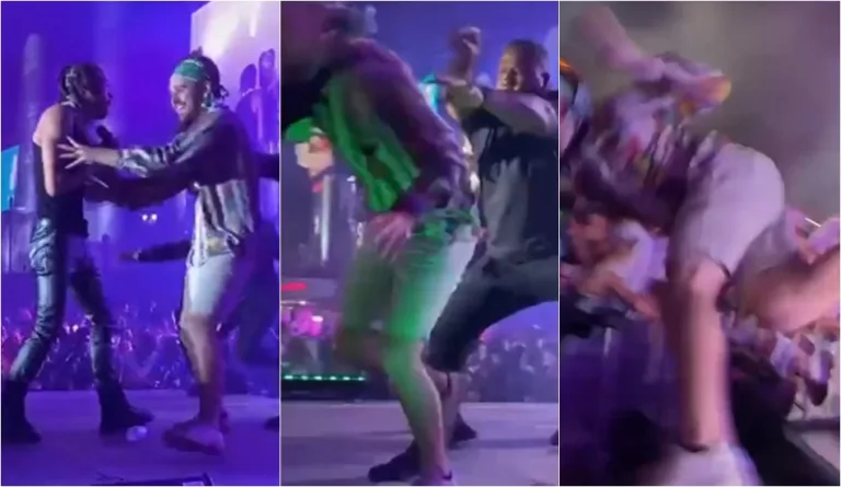 VÍDEO | Fã de rapper é arremessado do palco por segurança após invadir show