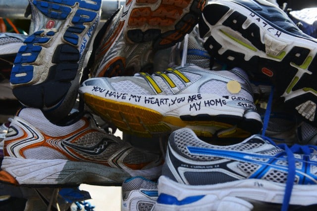 26 Apr 2013 — Visitors of Copley Square on Boylston Street in Boston pay homage to victims of the Boston bombings — Image by © Leigh Vogel/Corbis