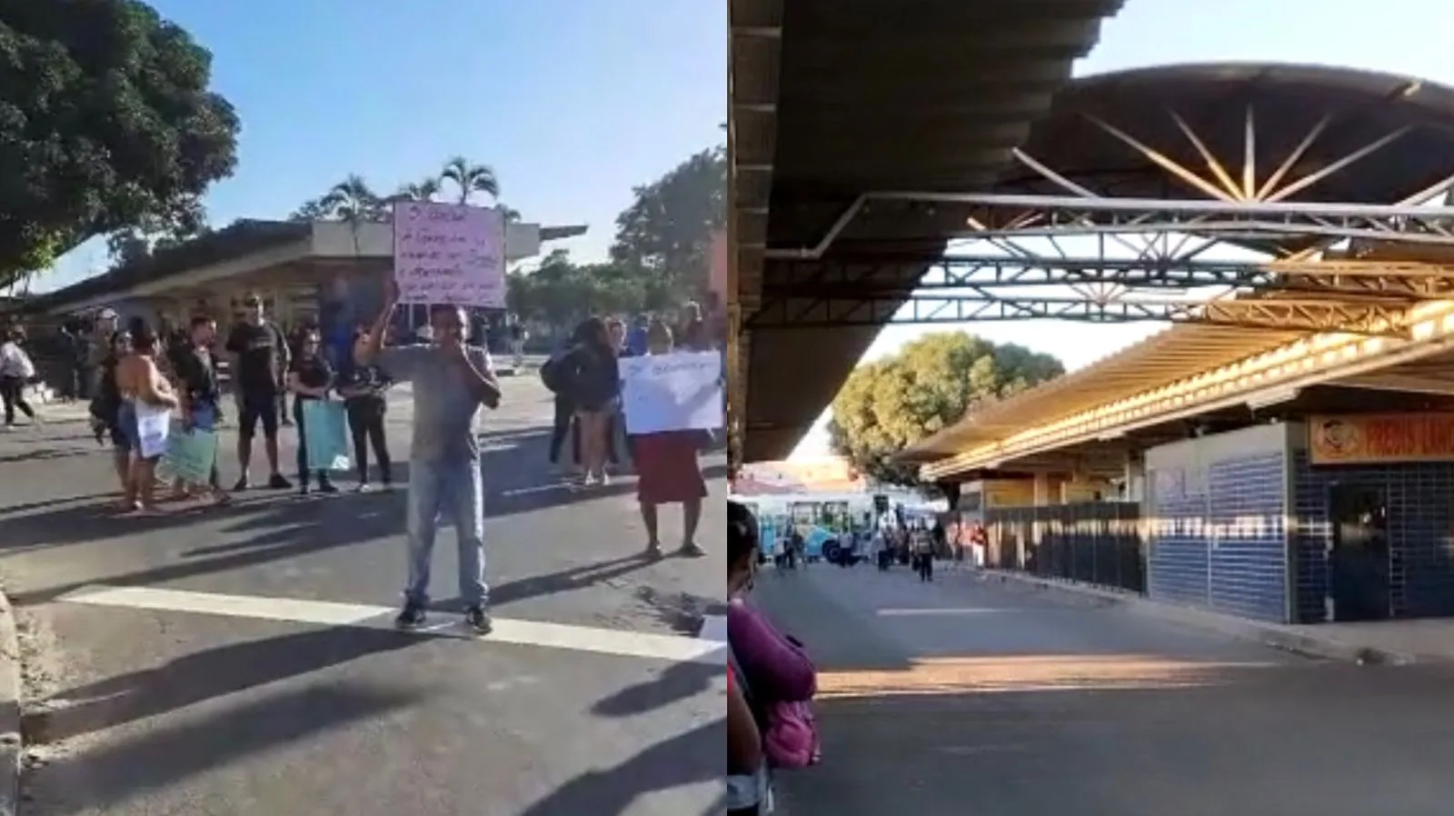 VÍDEO | Protesto bloqueia passagem de ônibus no Terminal de Carapina, na Serra