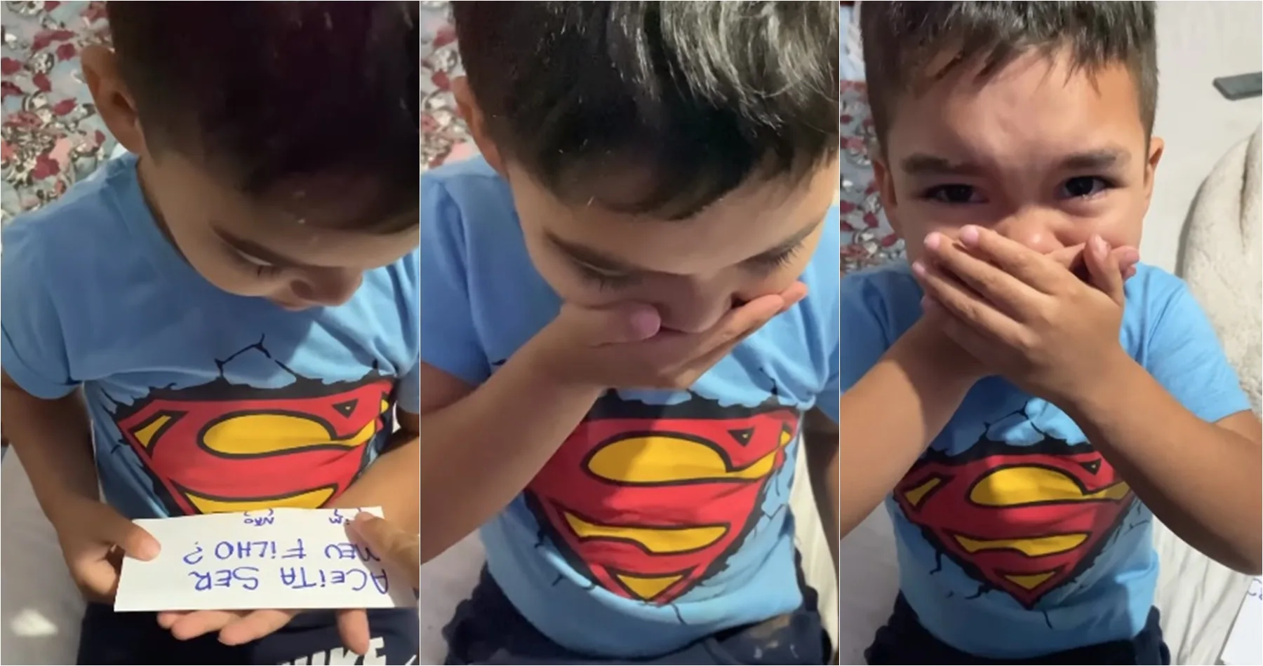 VÍDEO | Menino de 4 anos emociona web ao receber bilhete e descobrir que foi adotado