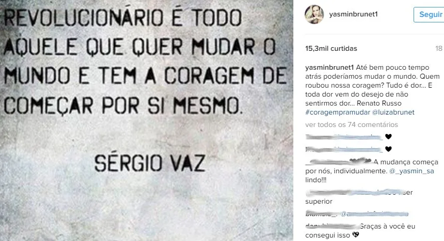 Yasmin Brunet faz post no Instagram para homenagear a mãe, Luiza Brunet, por caso de agressão