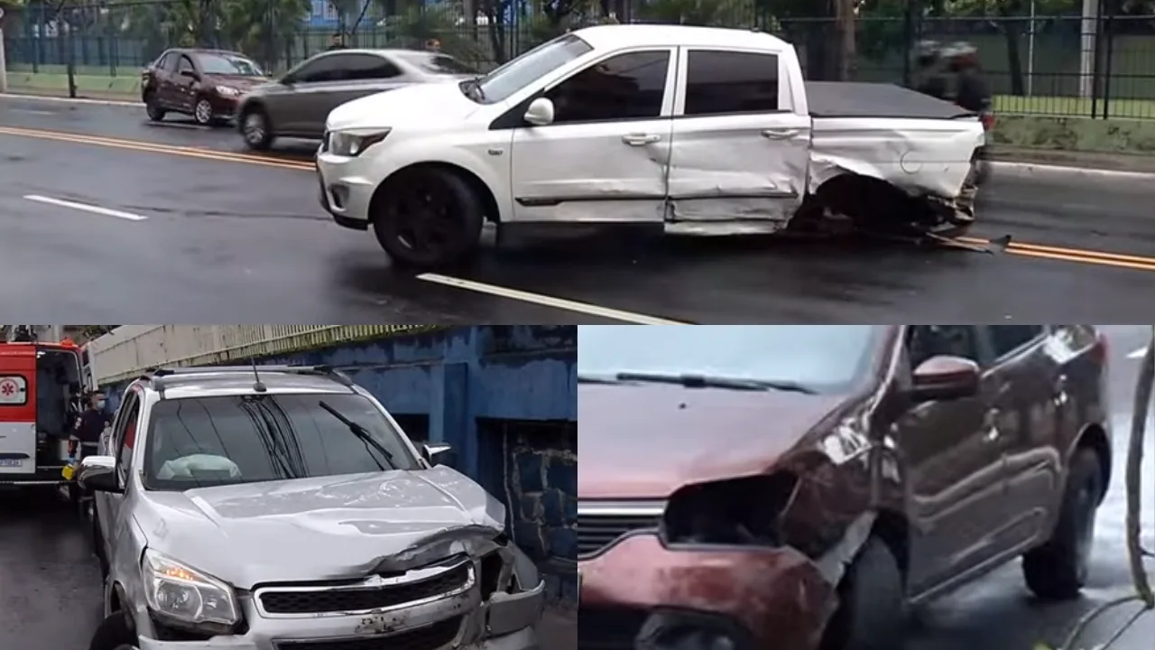 Acidente envolvendo três carros provoca engarrafamento em Vitória