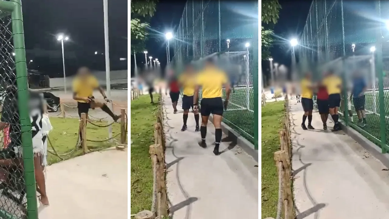 VÍDEO | Juiz de futebol leva soco e faz ameaça com arma durante jogo na Serra