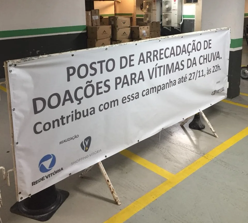 Rede Vitória Solidária: Shopping Vitória abre ponto de doações para vítimas da chuva