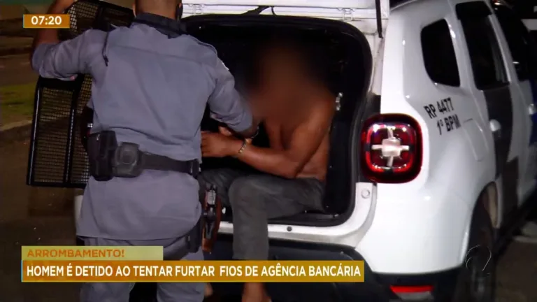 Homem é detido ao tentar furtar fios de agência bancária