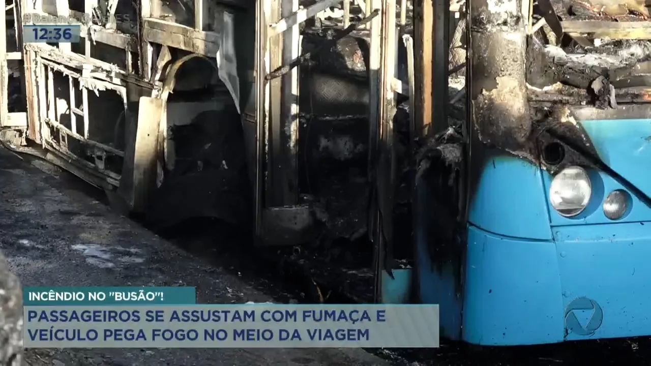 Ônibus pega fogo no meio da viagem em Cariacica