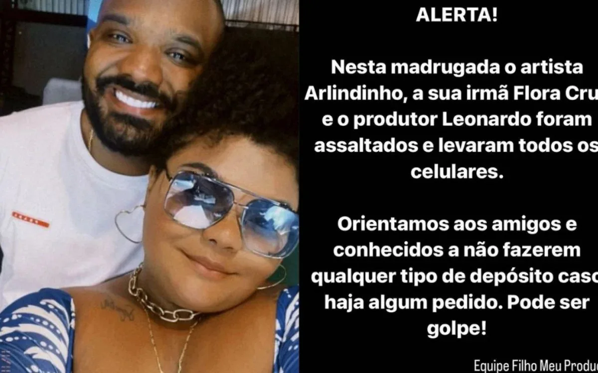 Arlindinho é vítima de assalto e equipe do cantor alerta seguidores sobre golpe