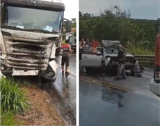 Acidente entre carro e carreta deixa um morto na BR-259 em João Neiva