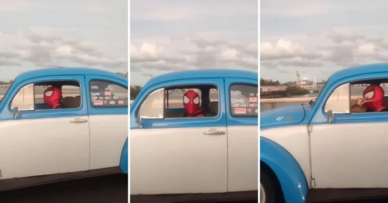 Sem volta para casa? Homem-Aranha é flagrado dirigindo fusca no ES. Veja vídeo!