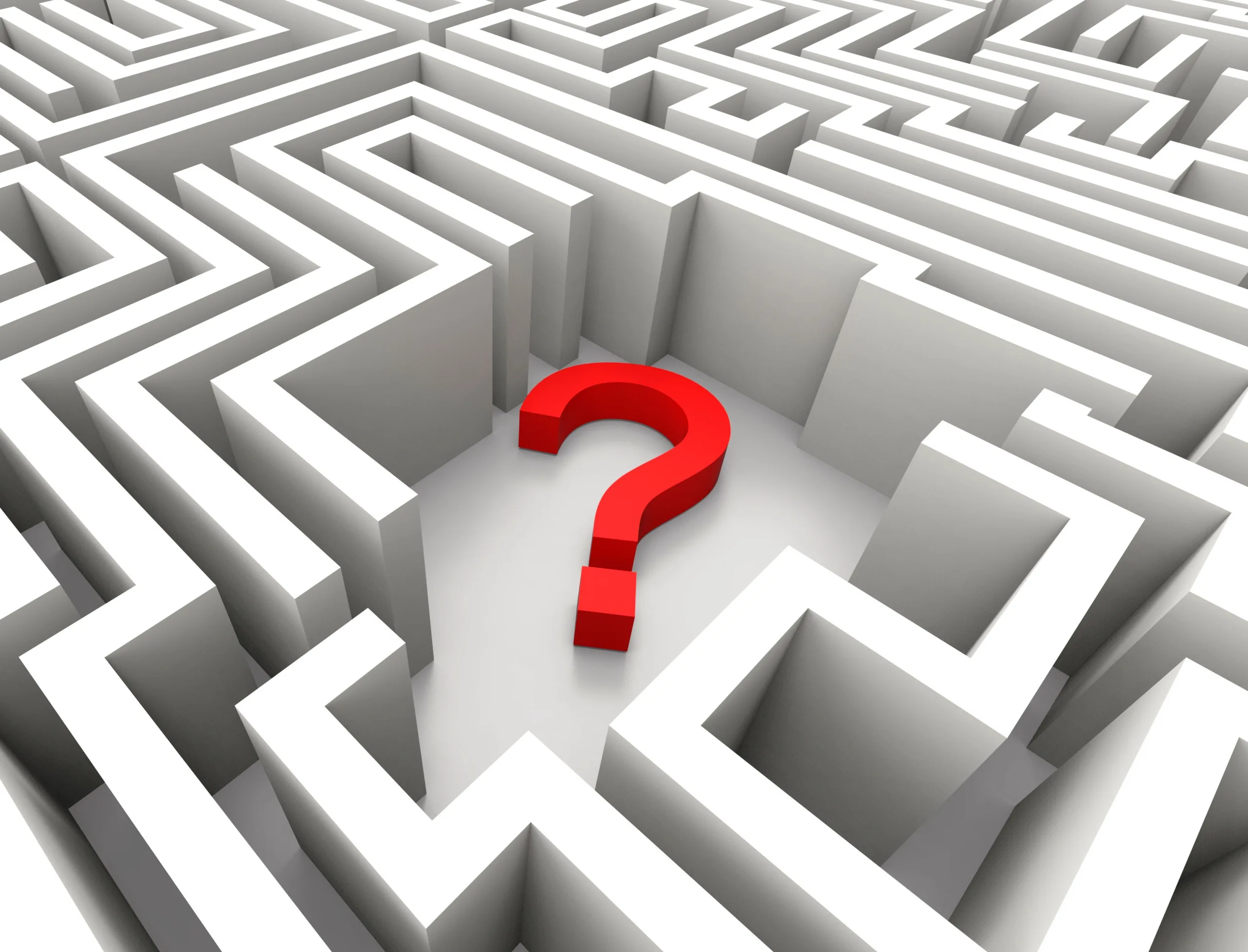 Question Mark In Maze Shows Confusion And Puzzled