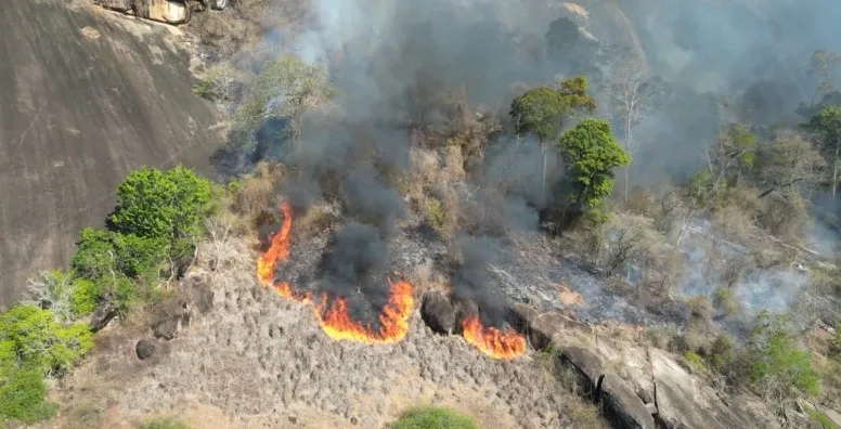 Incêndio atinge pedra da tirolesa em Pancas e ação pode ter sido criminosa