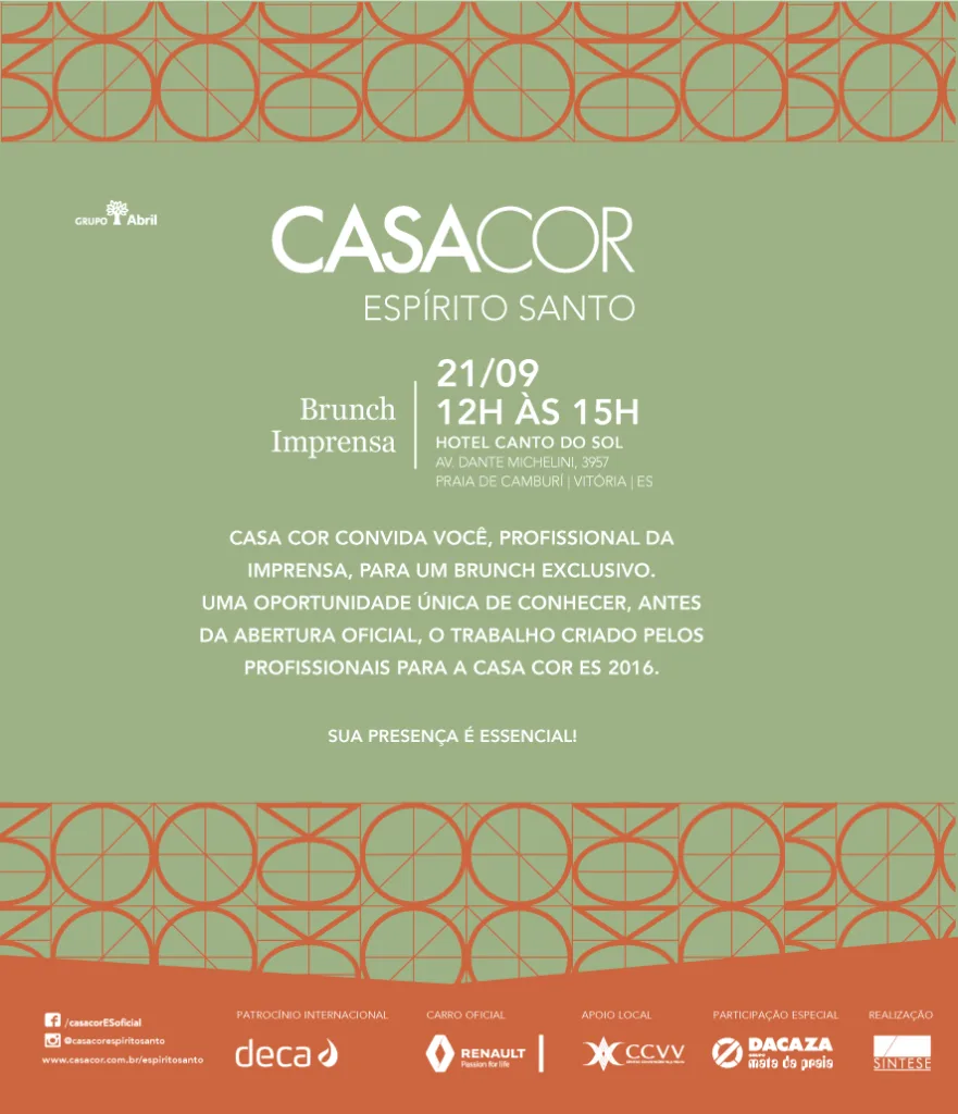 Convite Brunch Imprensa Casa Cor 2016