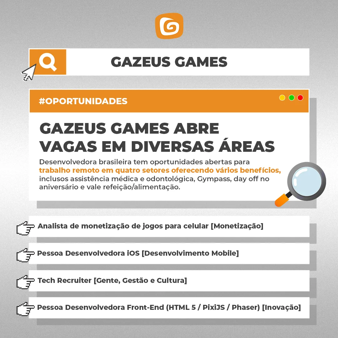 Gazeus Games abre vagas em diversas áreas