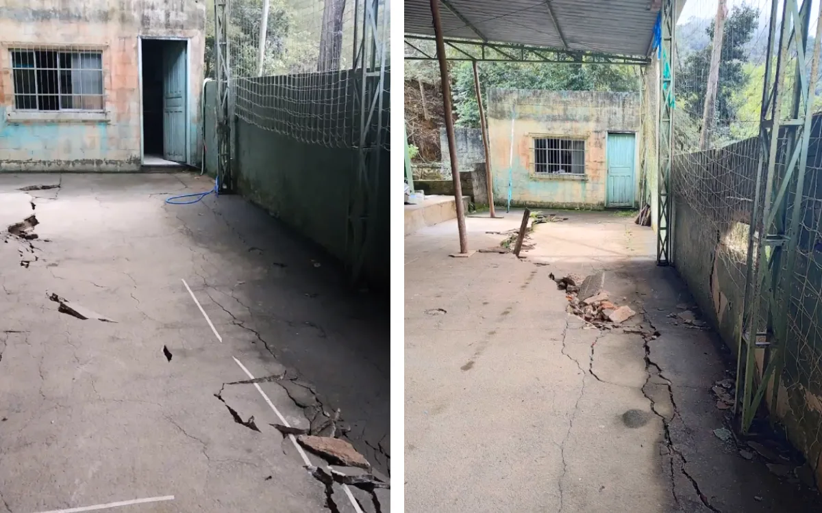 VÍDEO | Rachaduras e barranco levam medo a alunos e pais em escola no ES