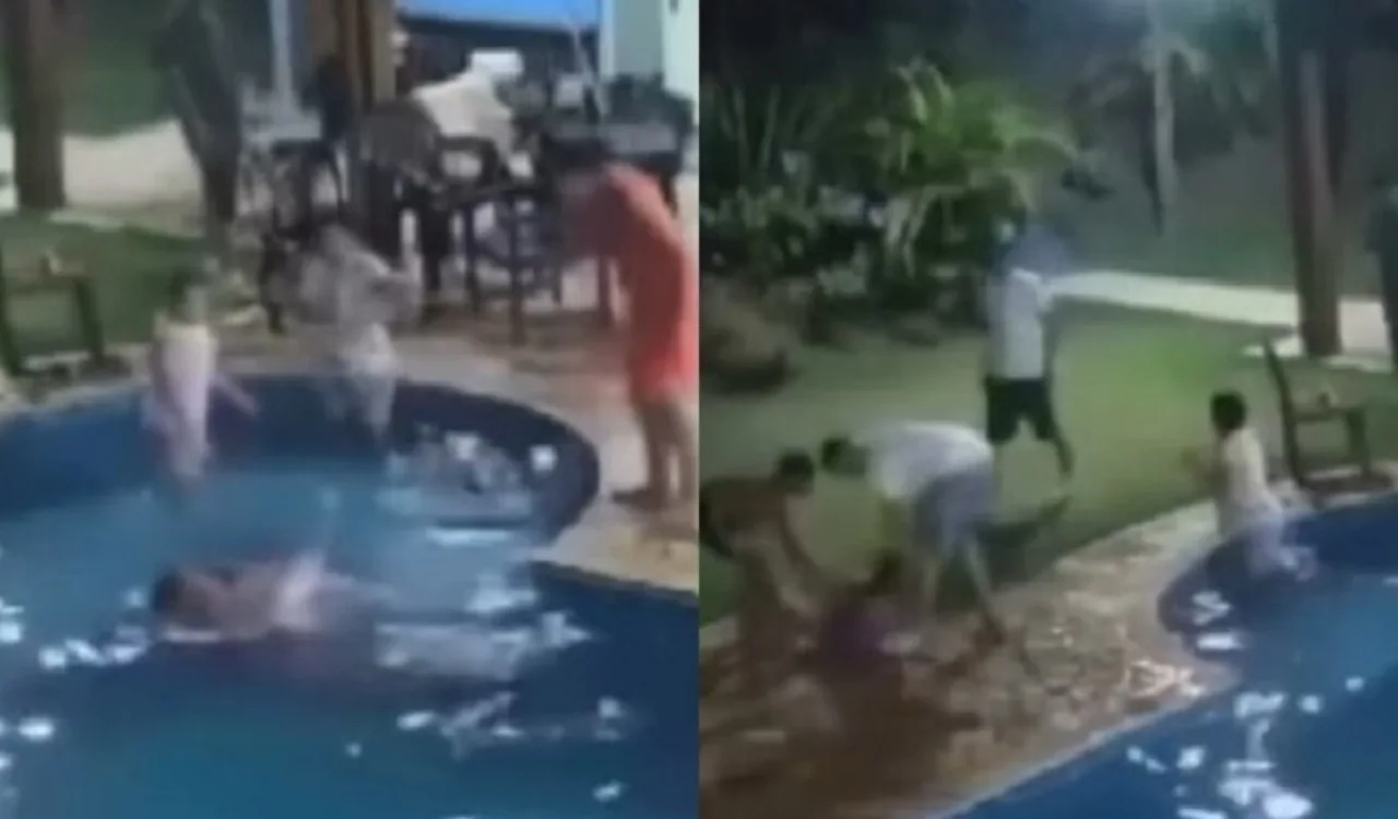 Vídeo mostra momento em que noiva se afoga em piscina durante festa de casamento