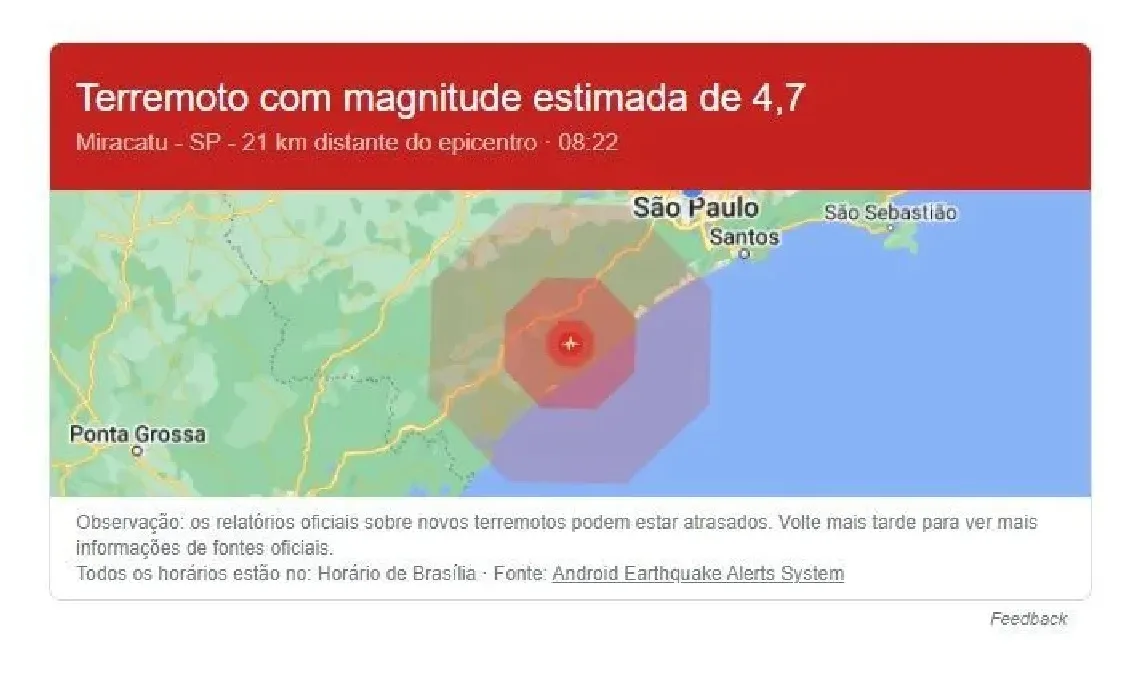 Veja relatos de moradores do litoral e interior de São Paulo sobre tremor de terra