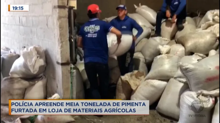 Polícia apreende meia tonelada de pimenta furtada em loja de materiais agrícolas