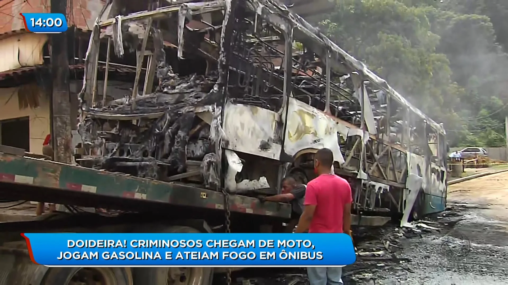 Criminosos ateiam fogo em ônibus em Viana