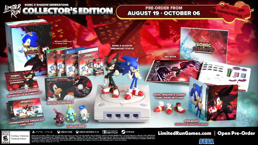 SONIC X SHADOW GENERATIONS Collector’s Edition acelera em pré-venda