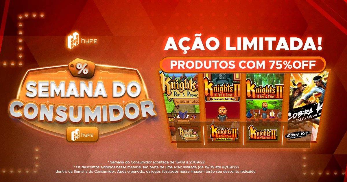 Semana do Consumidor: Promoções do Hype Games tem até 90% de desconto