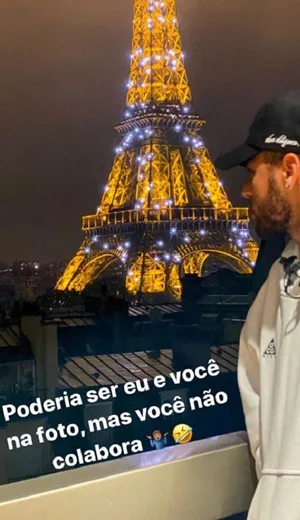 'Poderia ser eu e você', diz Neymar em foto ao lado da Torre Eiffel