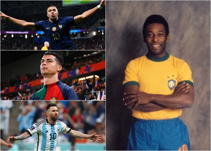 Aos 22 anos, Pelé já somava mais gols que Messi, Cristiano Ronaldo e Mbappé juntos