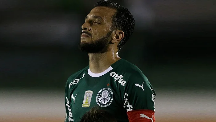 O jogador Edu Dracena, da SE Palmeiras, em jogo contra a equipe do Goiás EC, durante partida válida pela trigésima sétima rodada, do Campeonato Brasileiro, Série A, no Estádio Brinco de Ouro da Princesa.