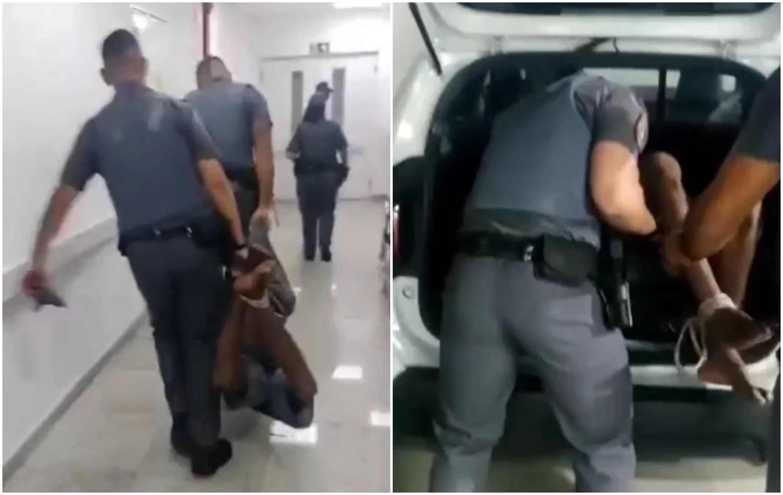 VÍDEO | PMs amarram com corda e carregam pendurado suspeito de furto em mercado de SP