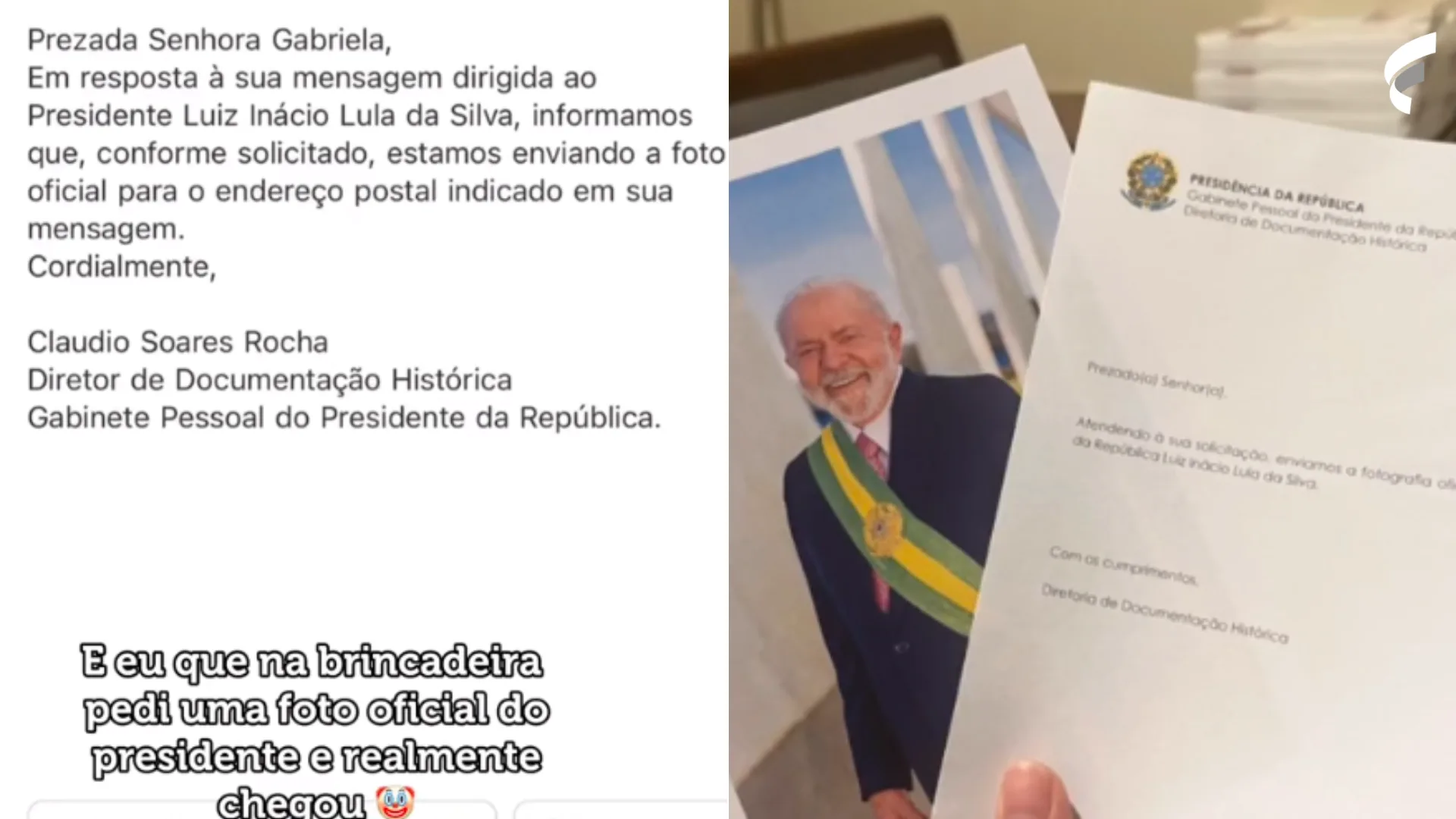 Influencer viraliza ao ensinar como receber foto de Lula autografada gratuita em casa