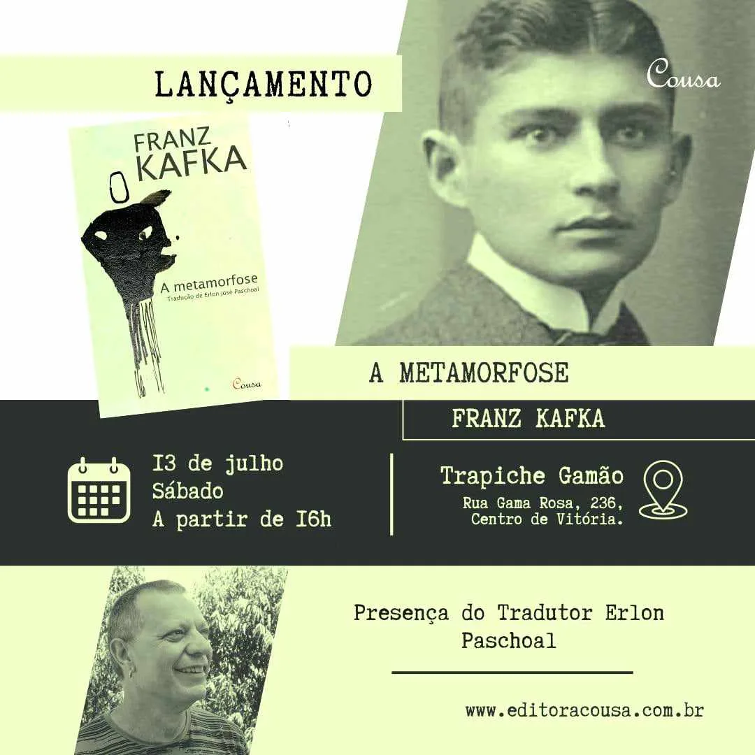 "A Metamorfose", uma das obras mais lidas de Franz Kafka, é lançada em Vitória.