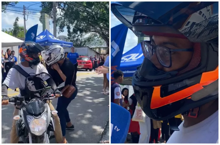 VÍDEO | Motociclista salva estudante atrasada de perder Enem: "Herói"