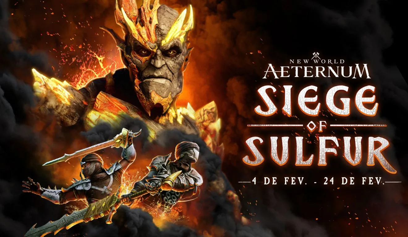 Defenda ovos de verme-da-areia no evento Siege of Sulfur de New World, disponível de 4 a 24 de fevereiro. Junte-se ao desafio e conquiste grandes recompensas!